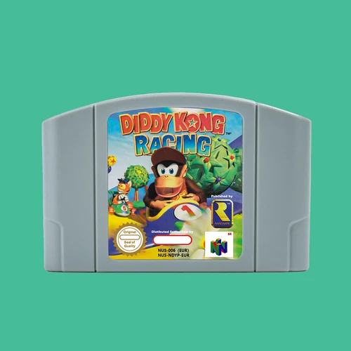 Cartucho de juego Diddy Kong Racing de 64 bits, versión USA NTSC o versión EUR PAL para consolas N64