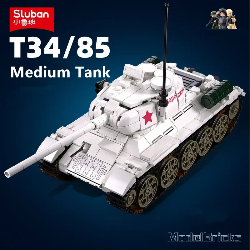 518PCS Soviet Union WW2 Military T34-85 Medium Tank Model Bricks Soldier Figures Building Blocks Sets Educational Toys For Boys