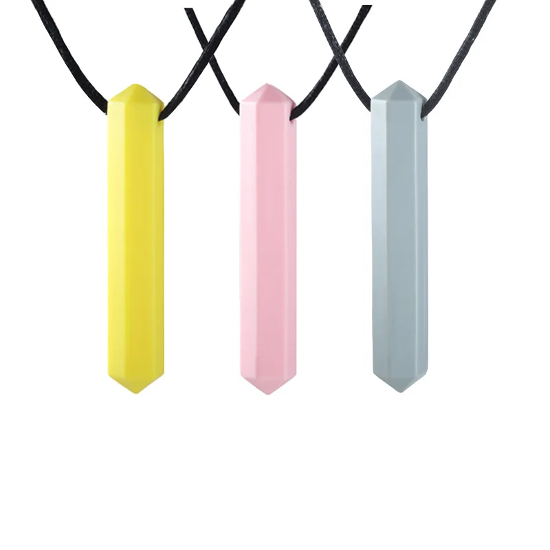 Sensory Crayon New Chew Necklace Teether Long Teething Toys For Autism Kids Silicone Baby Chewing Pendant Boys Girls Molar Stick