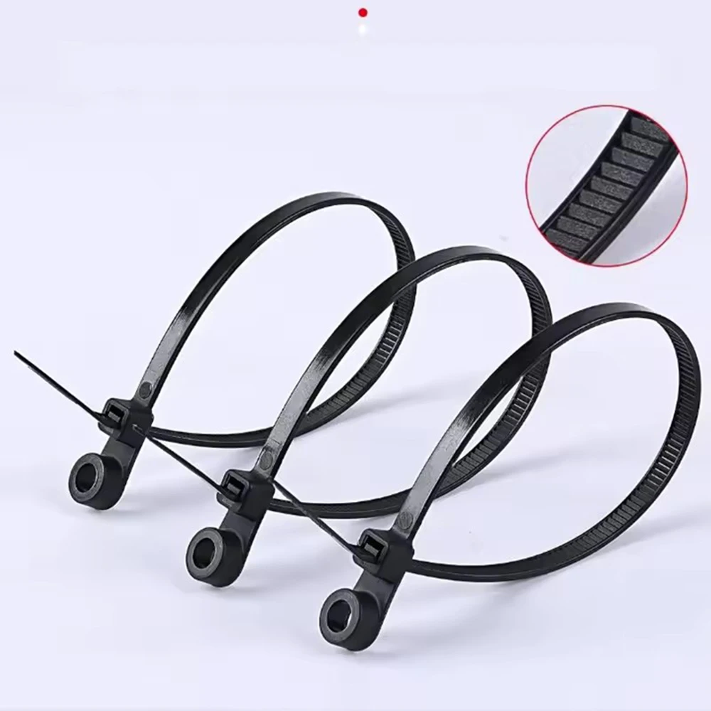 

100PCS Screw Hole Cable Ties Reusable Fixed Nylon Cable Ties Self-locking Cord Ties Straps Fastening Loop Office Organizer