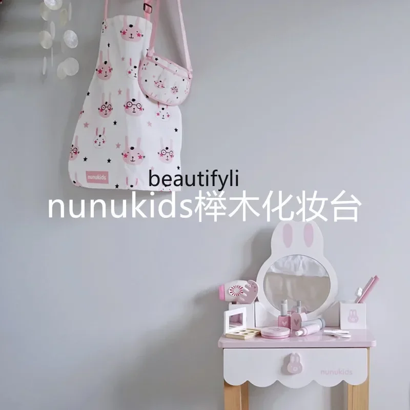 Commode de simulation pour enfants, table de maquillage princesse, jouet en bois, cadeau d'anniversaire pour fille de 2 à 6 ans