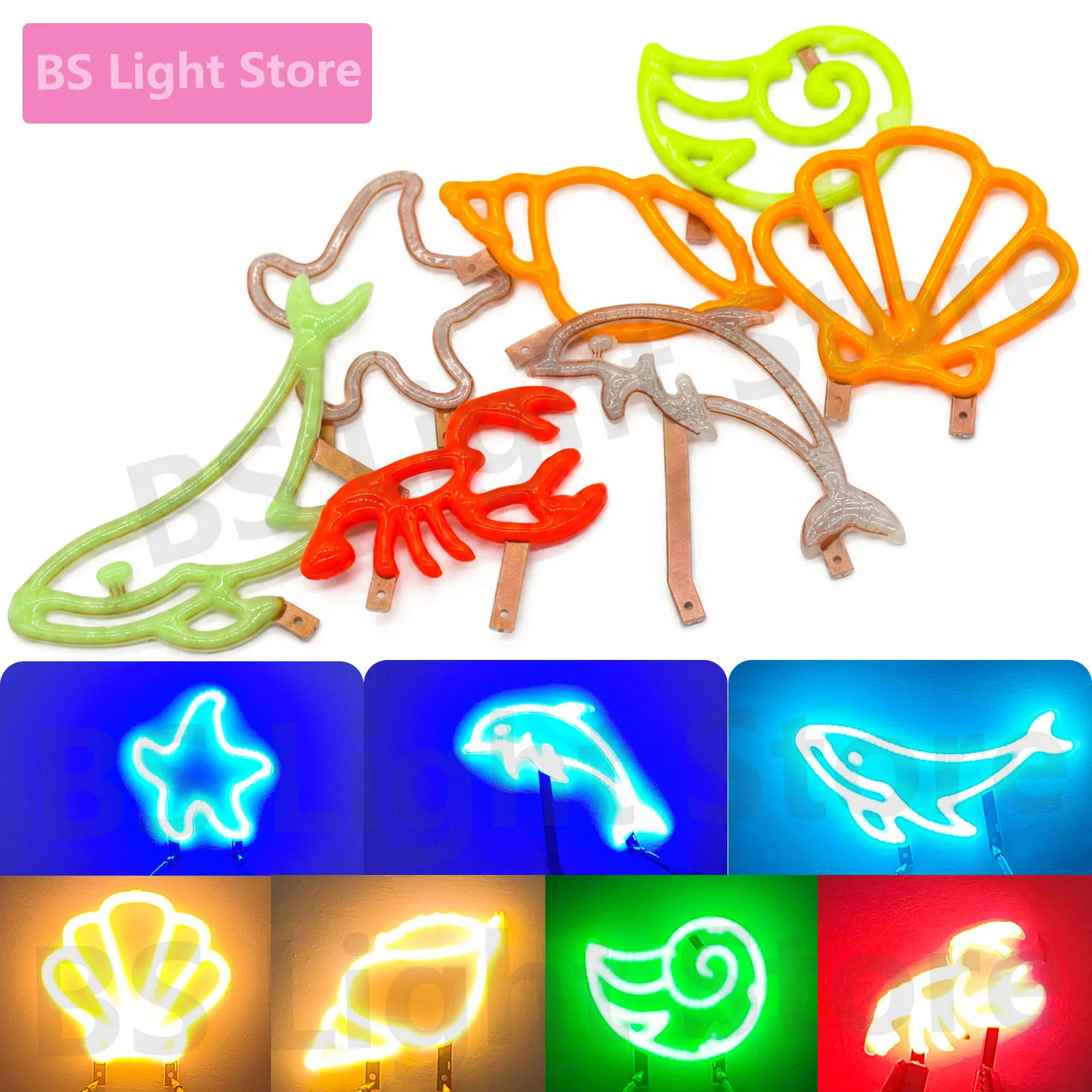 1pcs 3V LED Graphic filament Conch/sea shell/Snail/Dolphin/Starfish/killer whale/Lobster bead for household decorative lighting