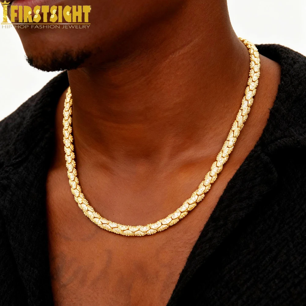 

Новинка 2025 года, цирконовая цепочка для рептилий, CZ, Майами, застежка в виде коробки, кубинская цепочка в виде змеи, ожерелье в стиле хип-хоп, модные женские и мужские ювелирные изделия