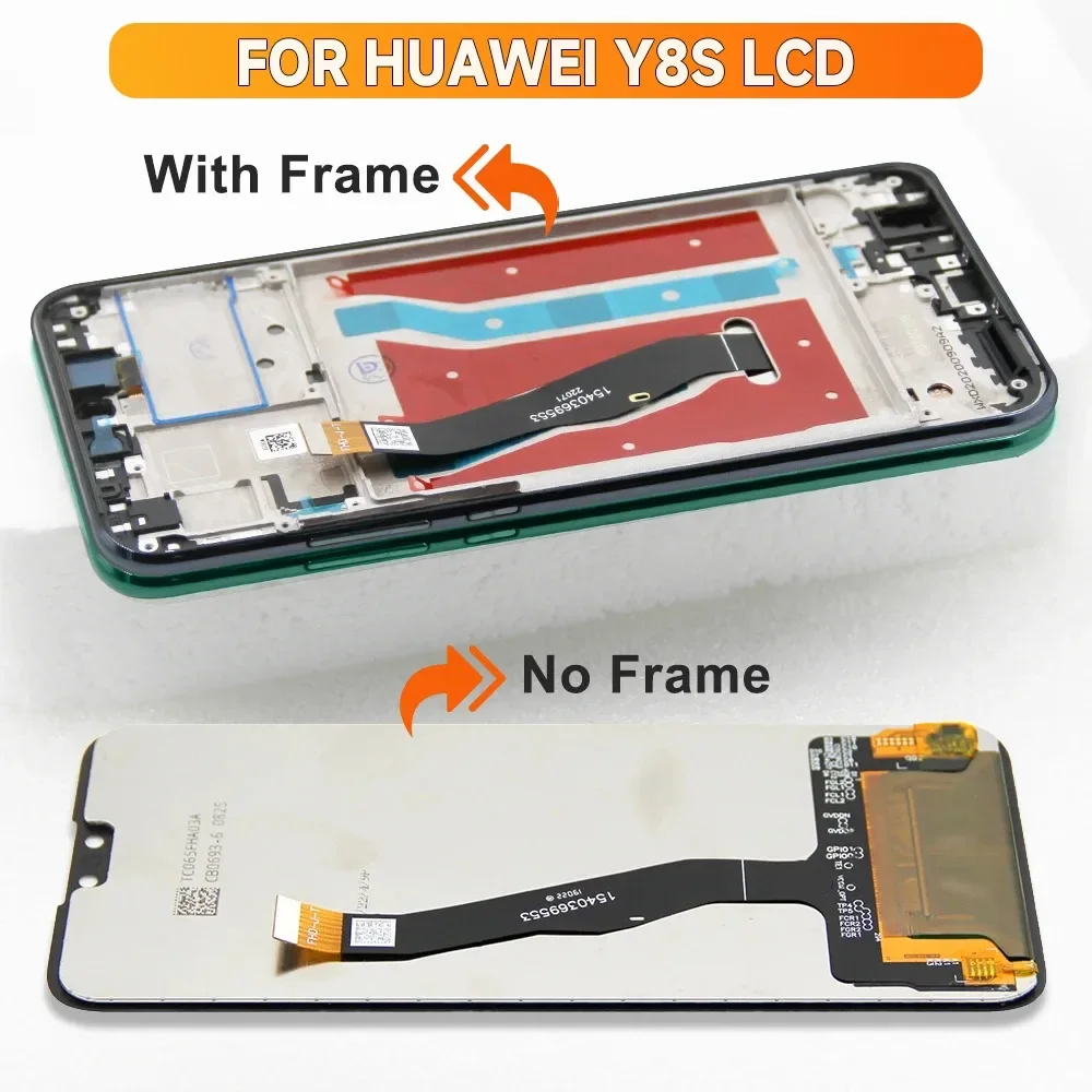 AMOLED 6.5\'\' For HUAWEI Y8S LCD JKM-LX1, JKM-LX2, JKM-LX3 Display Touch Digitizer For HUAWEI Y8S Screen with frame