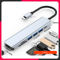 7 in 1 Type-C Dock Multi-Function Data Expansion for Huawei iPad Computer Mobile Phone USB-C Hub with HDMI DisplayPort USB 3.0