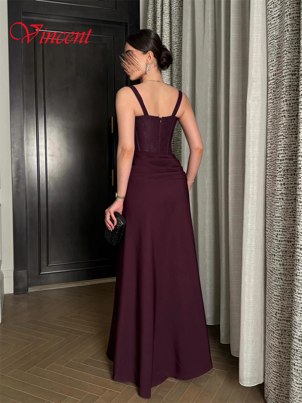 

Customized Sexy Burgundy Jersey Evening Dress Formal Square Collar Spaghetti Straps Prom Dress Soft Zipper Back Party Dress