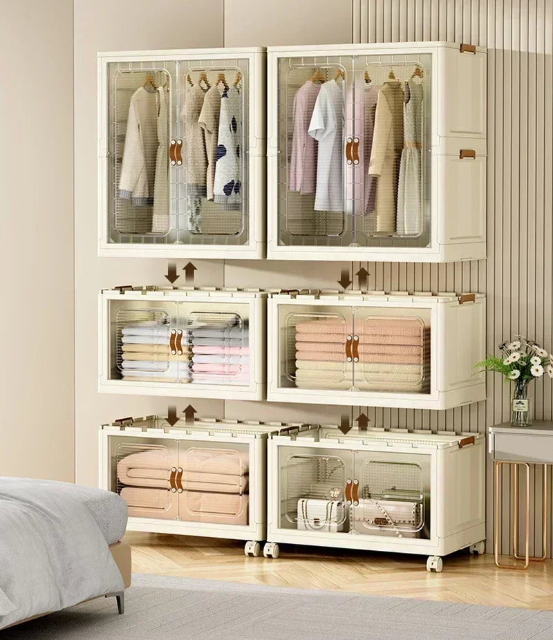 %Large Folding Box Installation-free Storage Closet Cabinet Children's Wardrobe Home Living Room