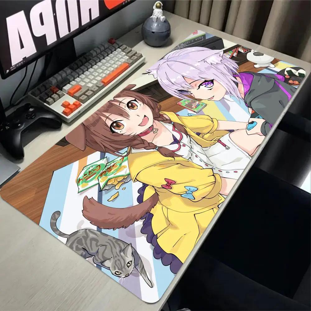 

Cute Girl Table Mat Non-Slip Rubber Mousepad Lock Edge Play Mat Anime N-Nekomata Okayus For Computer Office Decoration Accessory