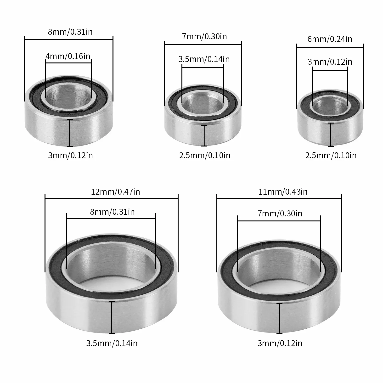 INJORA 30PCS Sealed Bearing Kit for 1/18 RC Crawler Redcat Ascent-18