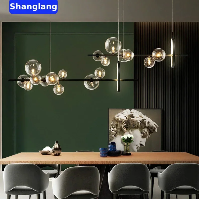 Lampadario a LED con sfera di vetro ad anello moderno in stile nordico soggiorno sala da pranzo cucina studio Gloss Home Design lampade per la decorazione d'interni