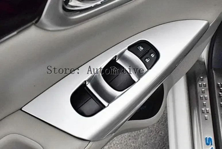 4pcs Chrome Matte Silver Door Window Button Cover Trims For Nissan Sylphy (B17) Sentra 2013-2017 LHD