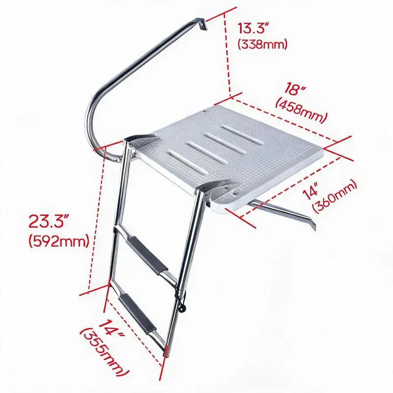 Stainless Steel Speedboat Yacht Launching Ladder Non-slip Folding Telescopic Launching Ladder Swimming Platform with Ladder