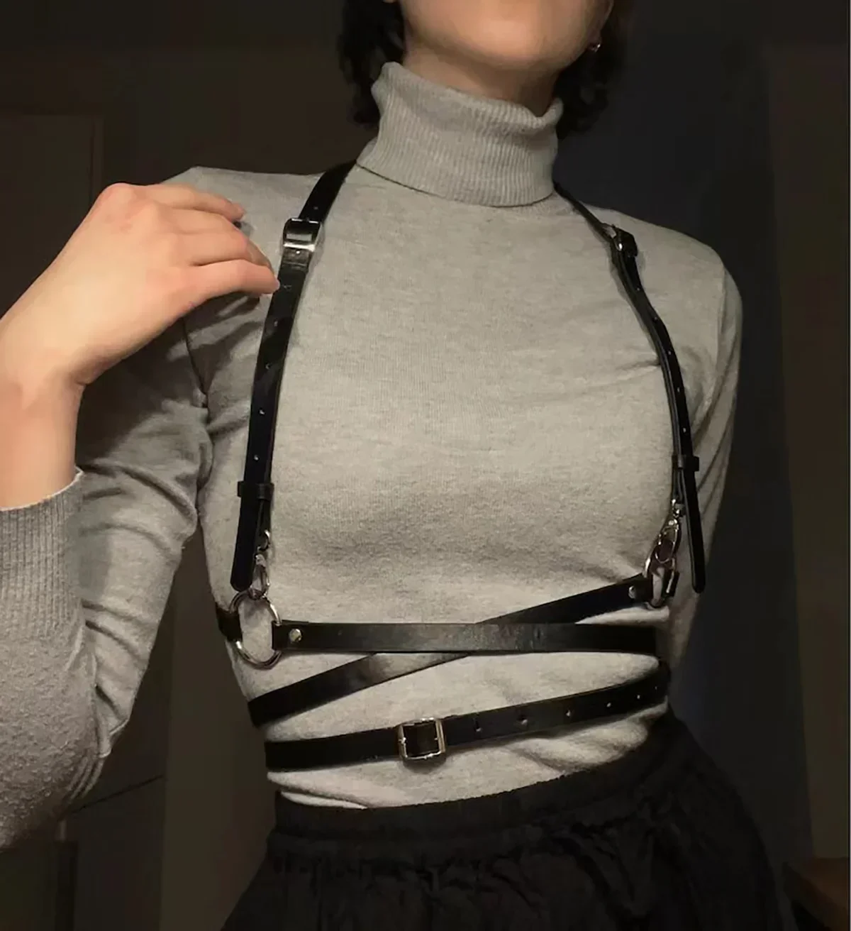 

Trendy Women Leather Sexy Lingerie Bondage Body Harness Belt Goth Adjustable Bra Suspenders Fetish Clothing Corset Strap Belts