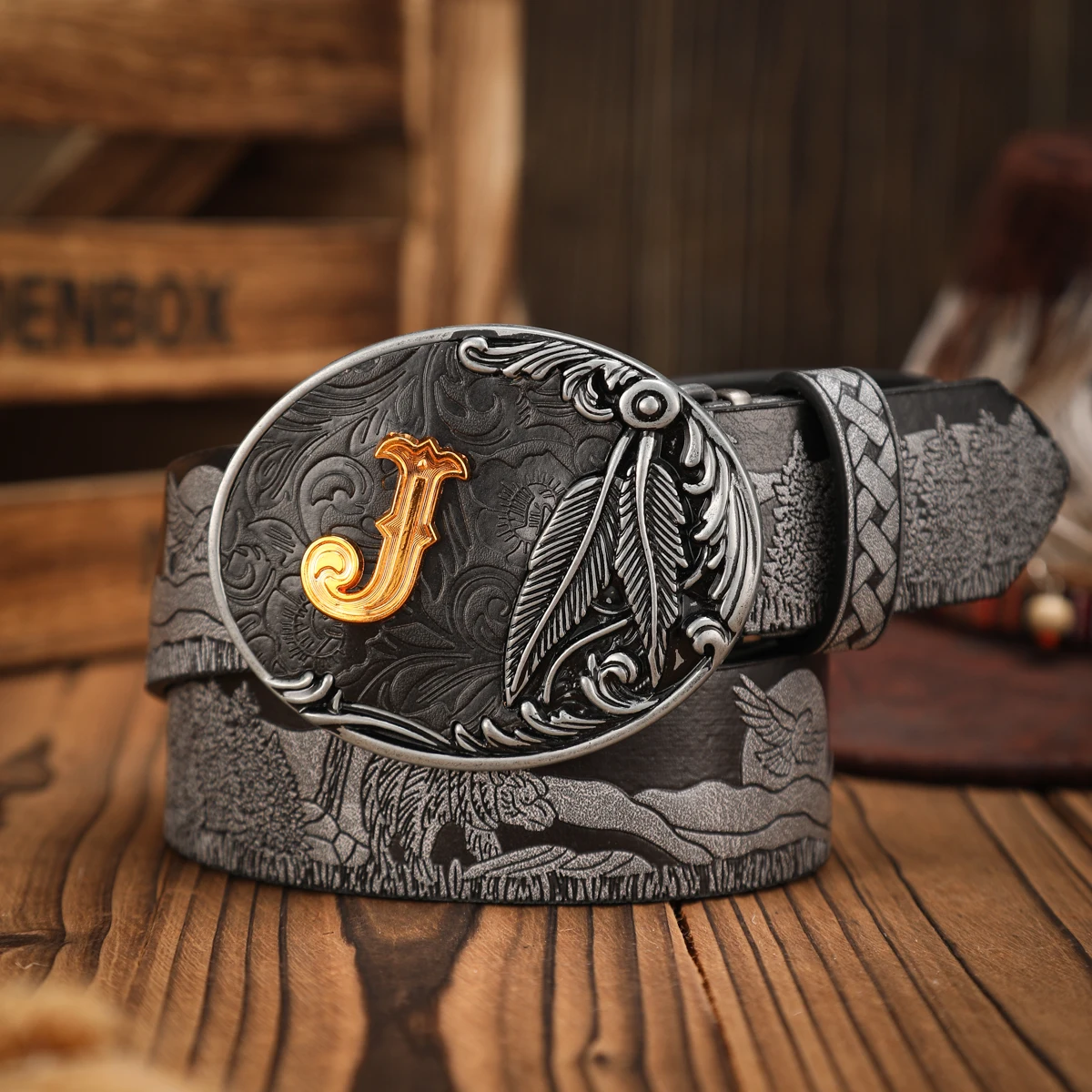 Ein lässiger, individueller und retroartiger Gürtel, ein Kleidungsaccessoire im Western-Stil, Metallschnalle, PU-Gürtel, geeignet für sowohl Männer als auch Frauen – Detail 1