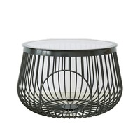 Creative Coffee Table with Pet Bed Metal Frame Round Glass Top Dog Cat House Small End Table Modern Living Room Furniture
