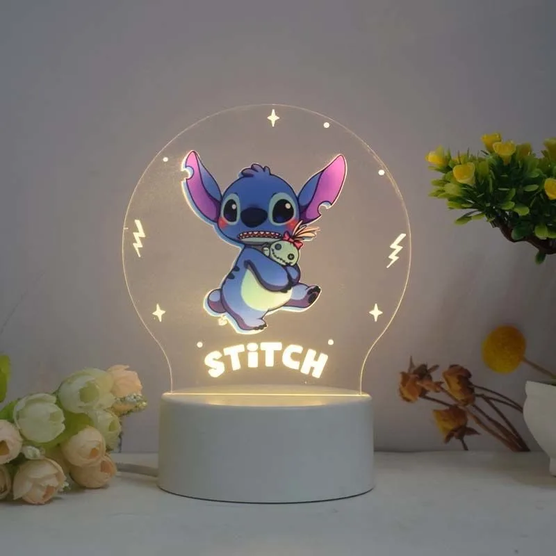 Disney-Lilo & Stitch Cartoon Animation Night Light, Candeeiro de Mesa Decorativo Quarto Infantil, Criativo, Periférico, Presente de Natal