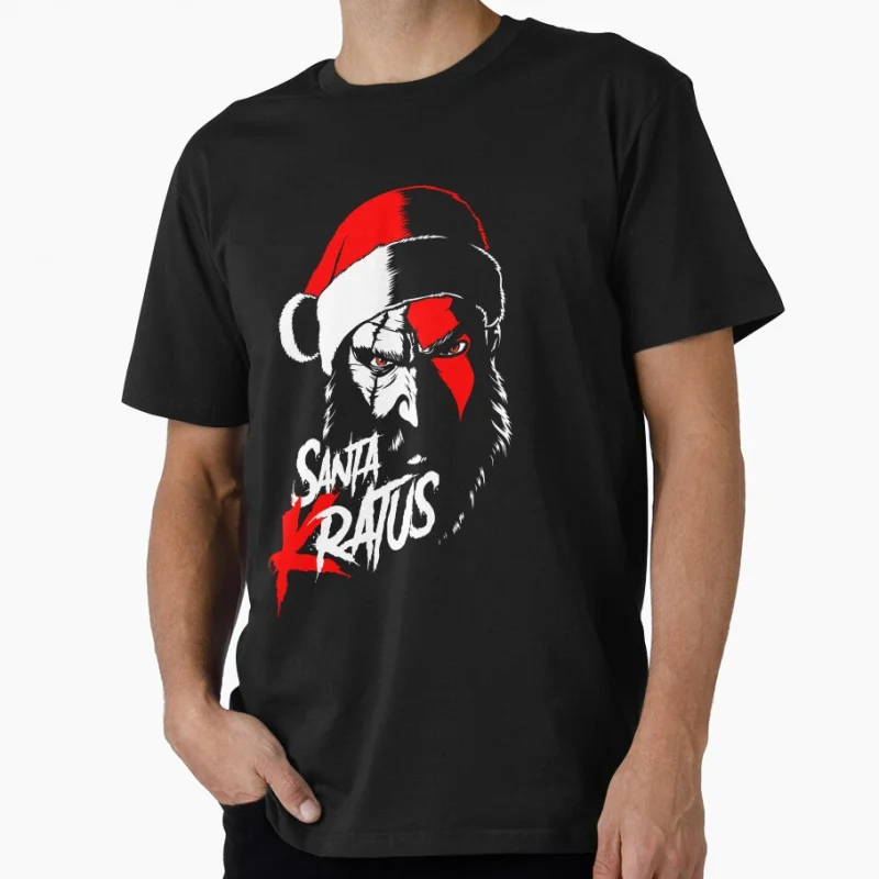 

Santa Kratus_ Funny Christmas Gift T Shirt for men 100% cotton printed Graphic Clothes Mens All size S-6XL Tops