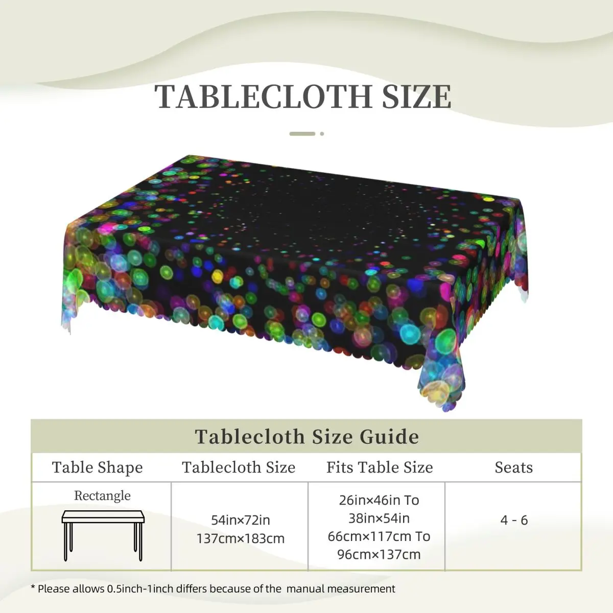 Neon Glow Blacklight Activated Glow-in-the-Dark Customized Rectangular Tablecloth Oilproof Table Cover for Festival Table Cloth