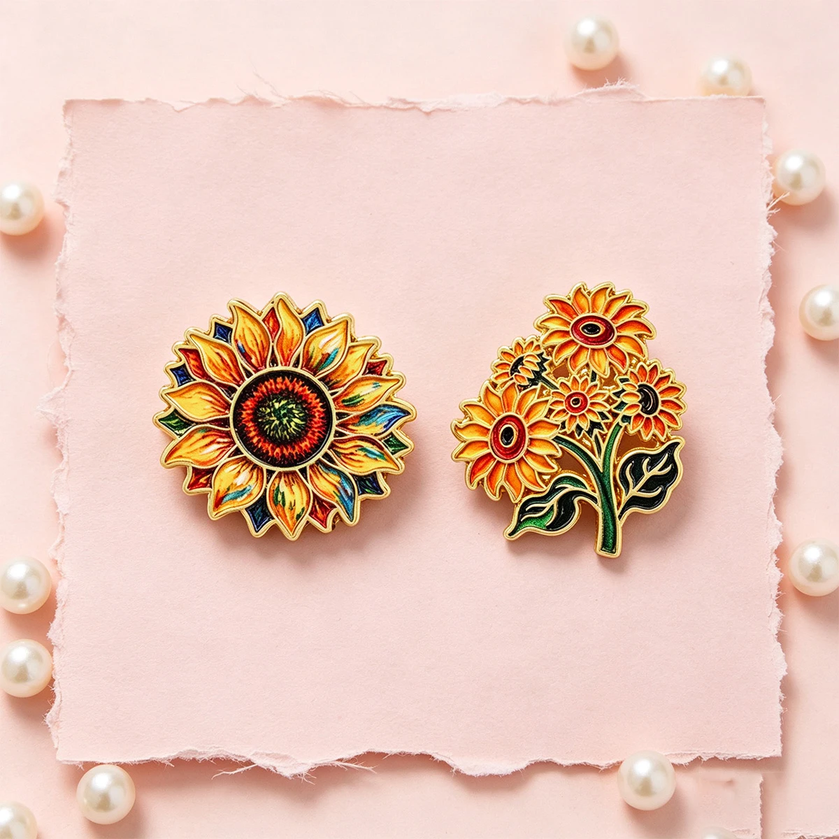 2-teiliges Blumen-Emaille-Pin-Set, Vintage-Brosche für Mantel, Damenbroschen, Kragen- und Reversnadeln, Metallabzeichen, Schmuckgeschenk für Freunde