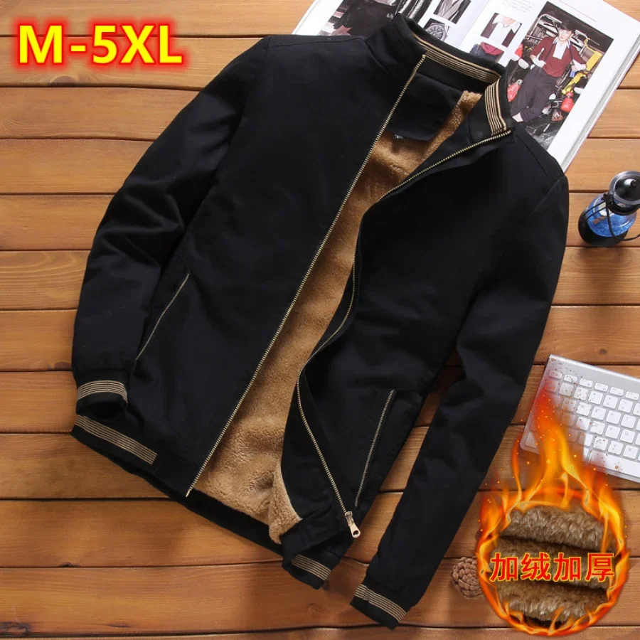 

Autumn Winter Fleece Thick Warm Jacket for Mens Fashion Warm Bomber Jackets Casual Coats Tops Male Outerwear Plus Size 4XL 5XL