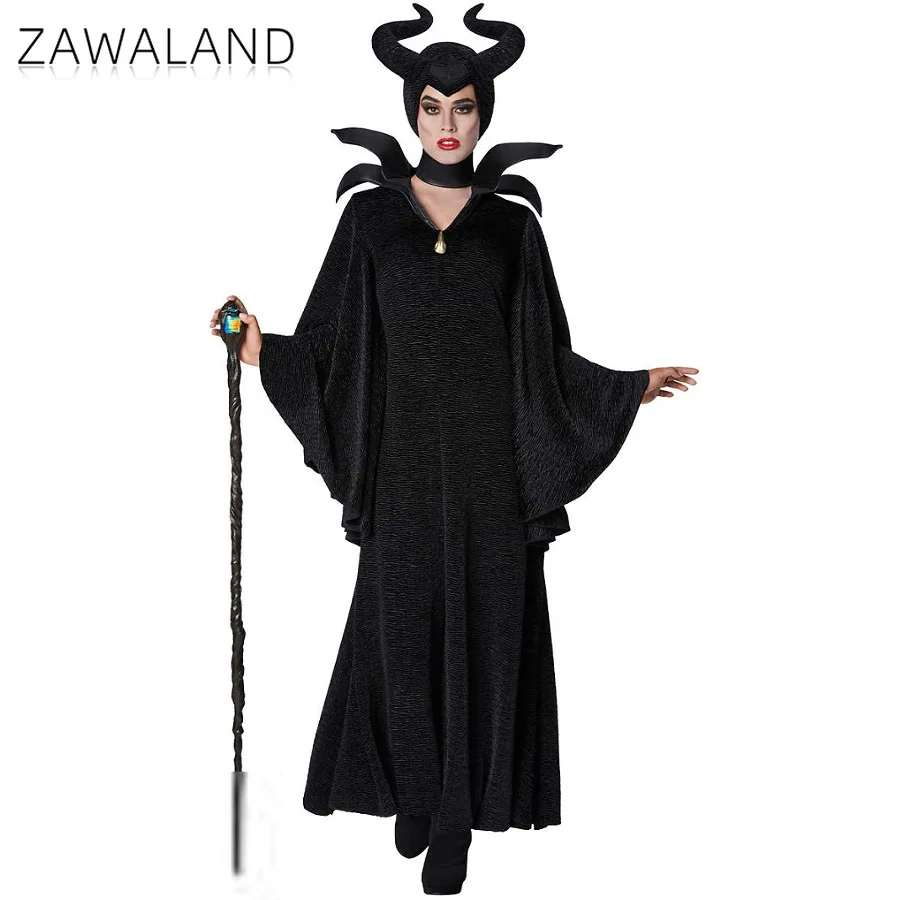 

Witch Cosplay Costume Woman Black Long Dresses Movie Character Dress Up Clothing Halloween Stage Performance Set Carnival Outfit