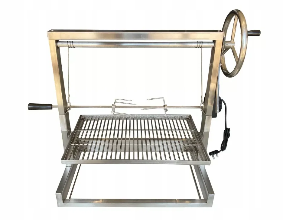 Santa Maria Grill Built in Brick Bbq Diy Cooking Grill Argentine Barbecue V Grate Adjustable Height with Rotisserie Chicken