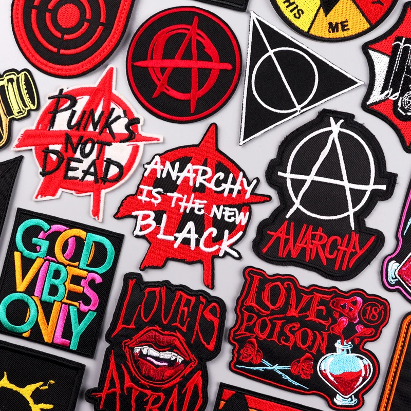 Punk Embroidery Patch Anarchy Anarchism Iron On Patches For Clothing Thermoadhesive Patches On Clothes Nuclear Mark Stickers