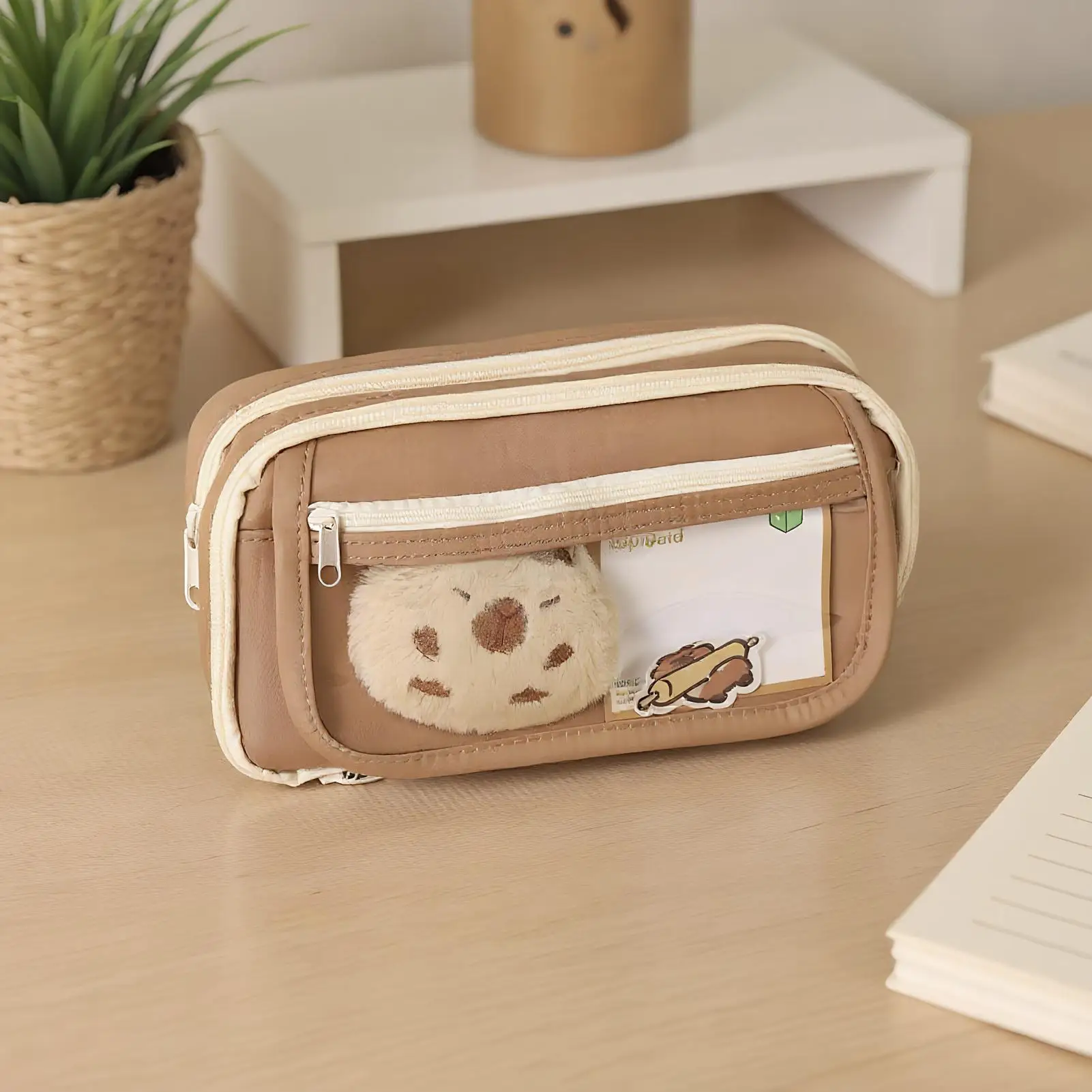 Capybara Pencil Case For School Cartoon Pencil Pouch Large Capacity Cartoon Capybara Stationery Holder Pen Storage Case Bag For