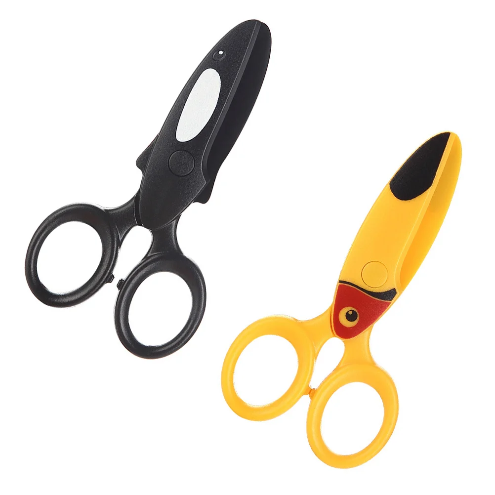 2Pcs Kids Plastic Scissors Safe Blunt Tip Children Cutting Tools for Crafts DIY Projects School Art Activities