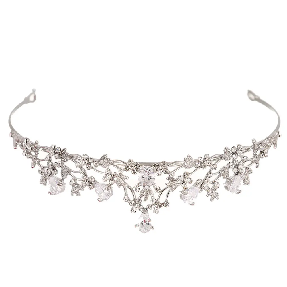 Elegant Bride Tiara Crown Headdress Delicate Shiny Decor Wedding Hair Decoration Bridal Crown for Women Dazzling Head Ornament