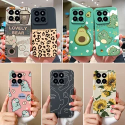 Case For Xiaomi 14 Pro Cartoon Soft Smooth Liquid Silicone Full Protection Shockproof Bumper For Xiaomi14 14Pro Back Cover Capa