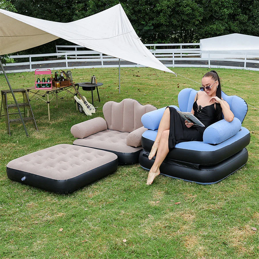 

Inflatable Deck Chairs with Air Pump Inflatable Patio Lounge Chairs for Indoor Living Room Bedroom Outdoor Travel Camping Picnic
