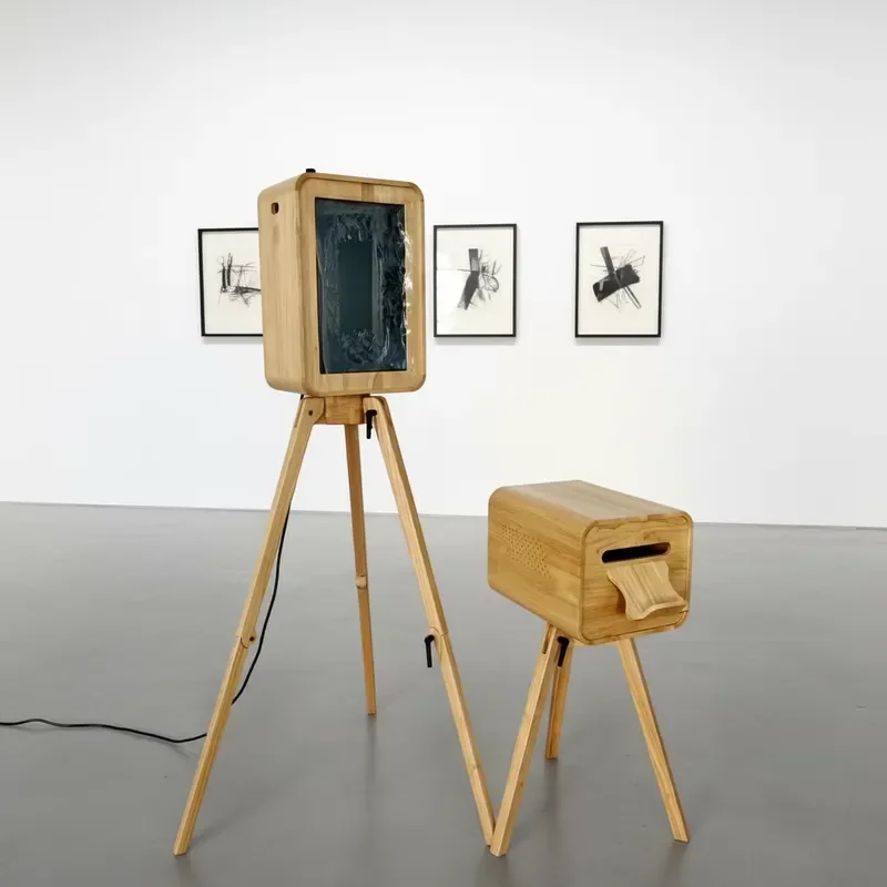 Double-Sided Retro Wooden Photo Booth With the Same Printer Stand Dslr Mirror IPad Photo Booth Machine