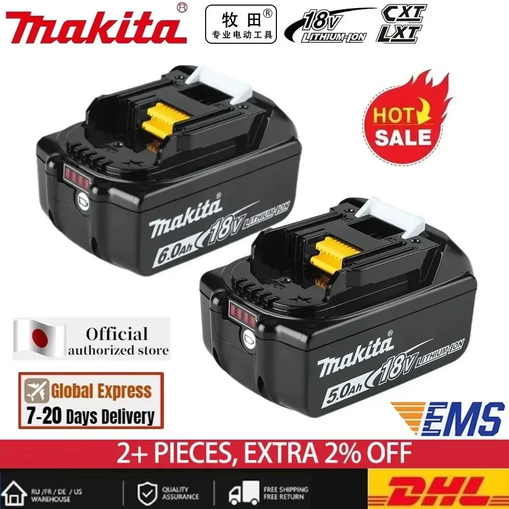 

100% Original Makita Rechargeable Power Tool Battery, Replaceable LED Lithium-ion, 6.0 Ah 18V LXT BL1860B BL1860BL1850 BL1830