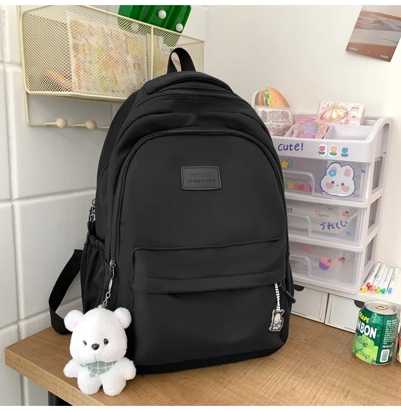 Schoolbags Student Japanese And Backpack Girl Simple Polyester Material Doll Decoration Versatile Backpack Unisex Large-Capacity
