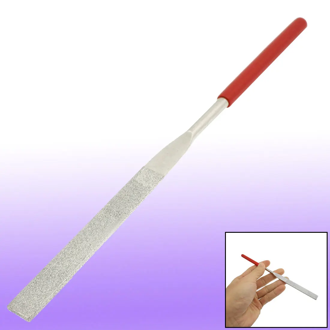 Uxcell 1Pcs 5mm x 180mm Glass Stone Handle Tool Flat Diamond Files Red Silver Tone Repair Tool for Art Craft