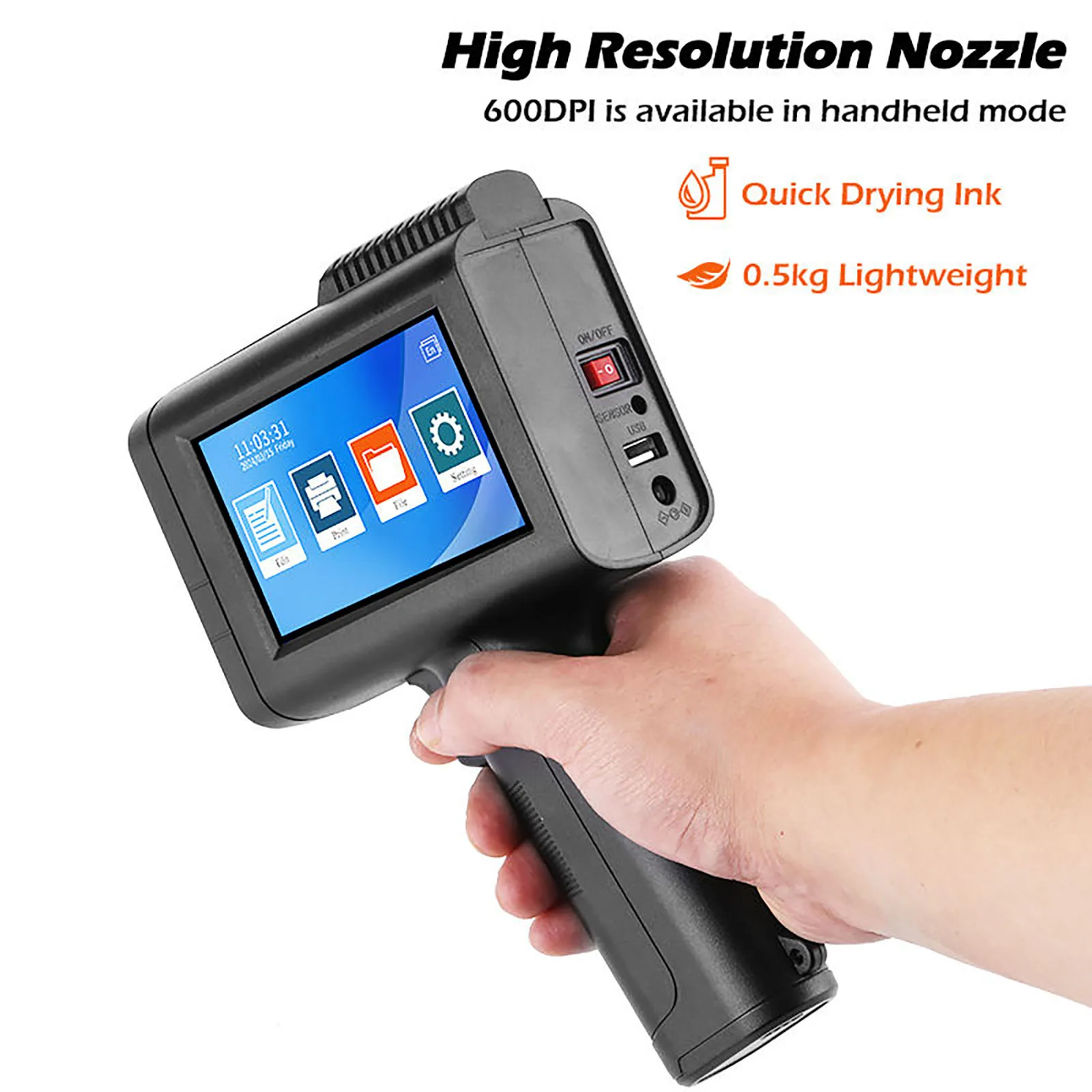 ZM-C13 12.7mm Handheld Inkjet Printer Portable Mini Inkjet PrinterFor Text Expiry Date Barcode QR Code Batch Number Logo Label
