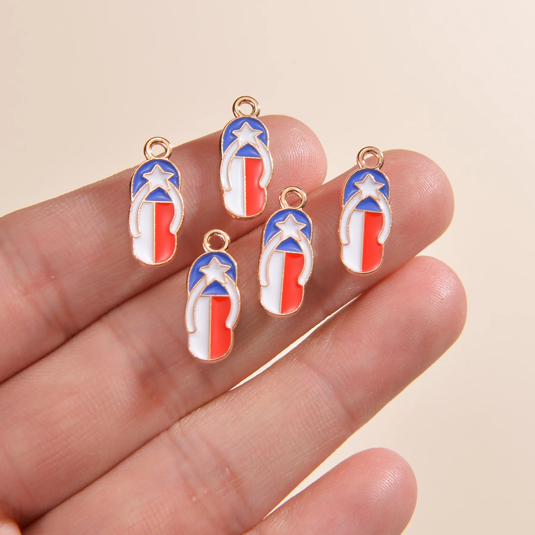 New Slipper Flip Flops Enamel Charms Independence Day of the United States Pendants For Making Handmade DIY Findings Accessories