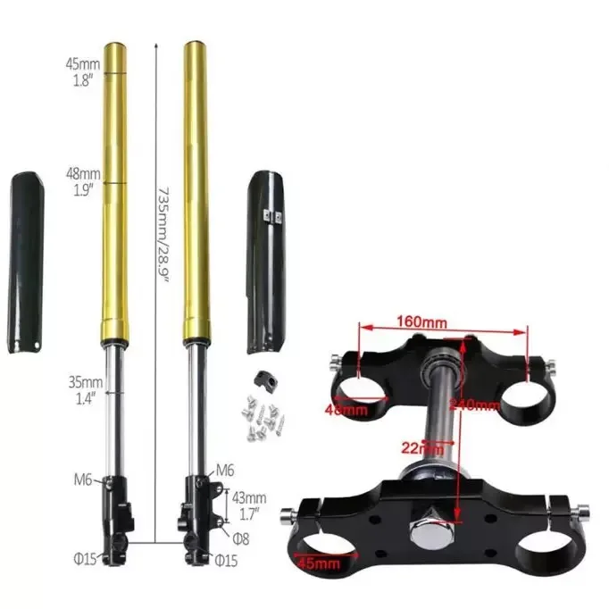 

735MM Upside Down Front Fork Shock Absorber Suspension for Chinese Apollo Dirt Pit Bike CRF Motocross Part