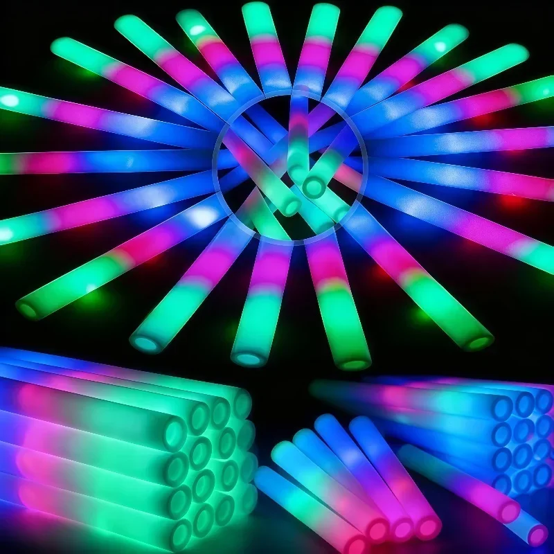 

9/18/27/36pcs Luminous foam fluorescent rod super bright 3 flash modes for parties Halloween Christmas wedding camping