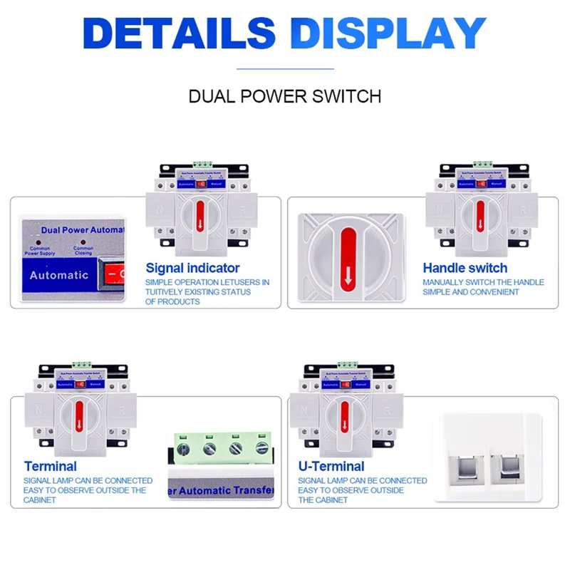 

HRBAJ-LYQ1-63/2P AC230V Micro-Type Updated Version Circuit Breaker Dual Power Automatic Auto Transfer Switch Safe And Reliable