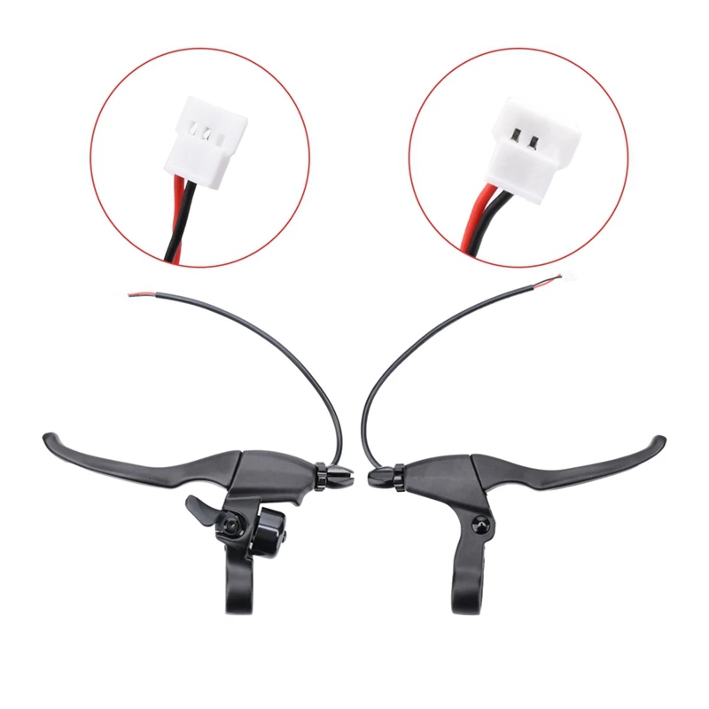 Electric Scooter Left Right Brake Lever, Aluminum Alloy 3Pin Scooter Handbrake With Bell Brake Handle Scooter Parts 2PCS