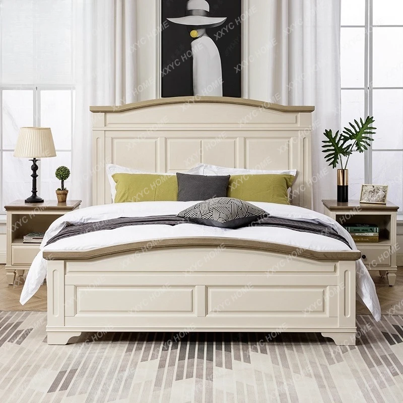 

Простая двуспальная кровать для маленькой квартиры, детская кровать 1,8 метра, кровать из массива дерева