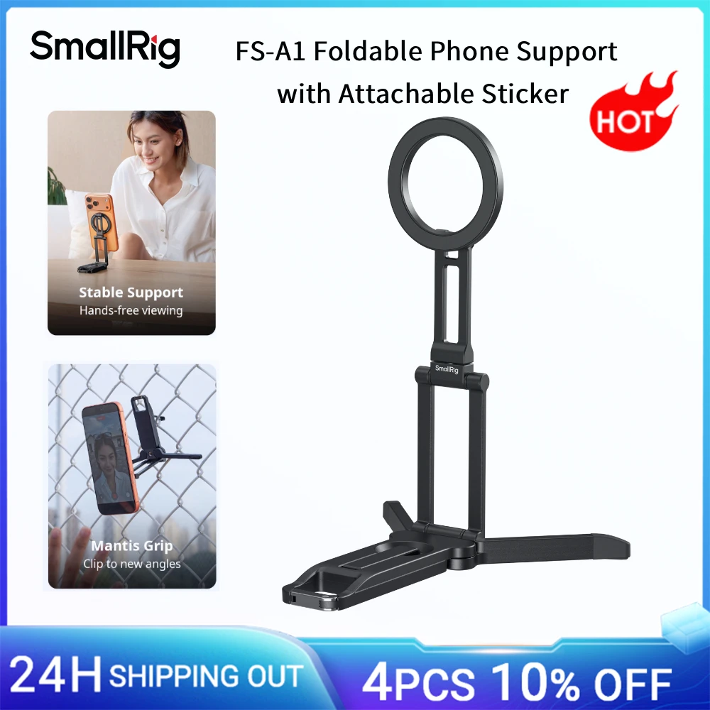 Image of SmallRig FS-A1 Faltbare Handyhalterung mit aufklebbarer Halterung für iPhone 17, 3-in-1 Selfie-Stick, Tischstativ, Handy-Ständer 6515