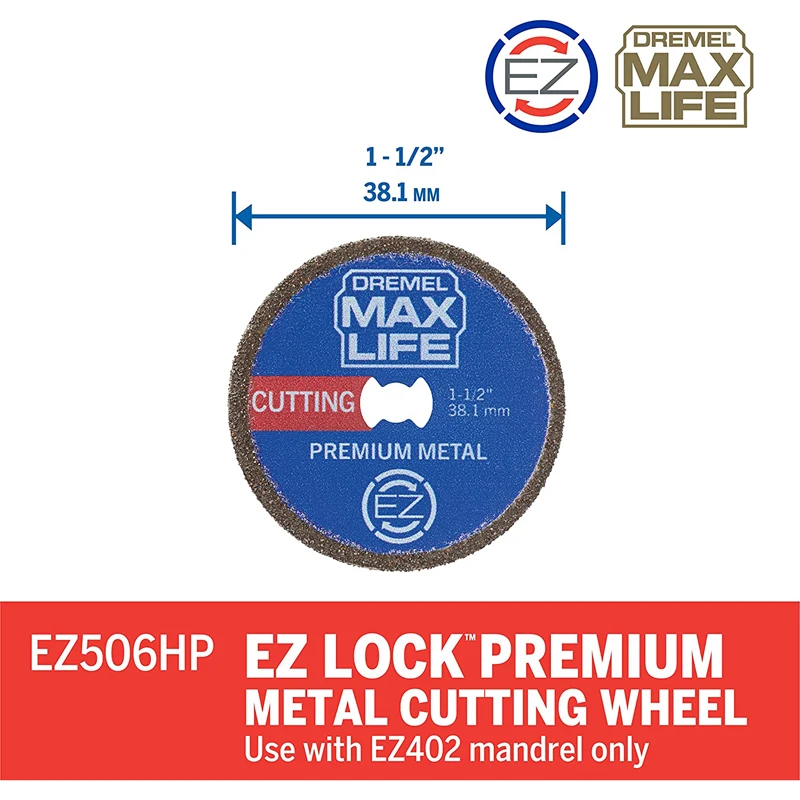 Dremel Max Life Cutting Wheel Disc 0.04 X1.5 X1.5Inches Performance Premium Metal Rotary Tool Grinder Accessories EZ506HP EZ423