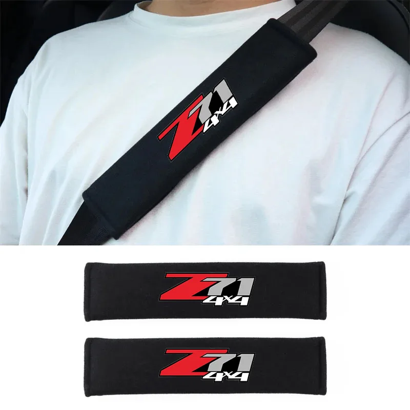 2pcs Car Seat Belt Cover For Chevrolet z71 colorado silverado s10 z71 4x4 Shoulder Protector for Car Seat Belts Auto Accessories