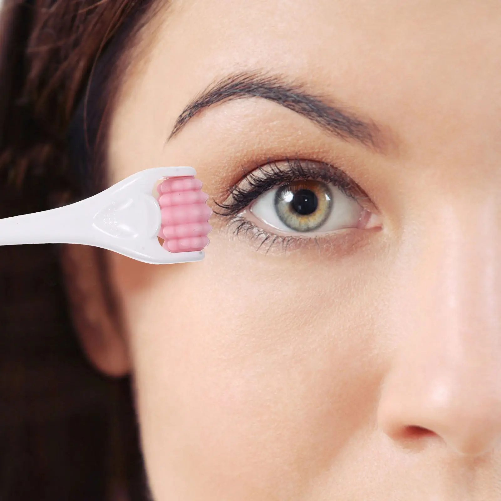 2Pcs Pink Rose Eye Roller Silicone Facial Massager Reusable Mini Beauty Tool Cream Absorption Pain Relief Travel