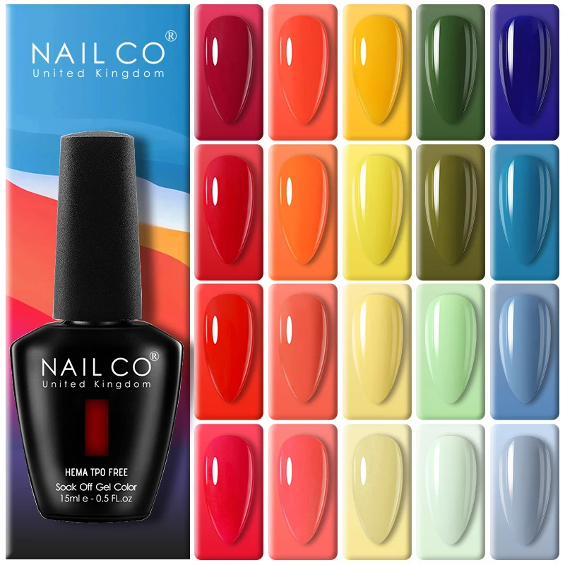 NAILCO 15ml Nails Art Gel Lack Polish Summer Hybrid Nail Varnish Manicure UV Top Coat Base HEMA TPO FREE Esmalte Nail Gel Polish
