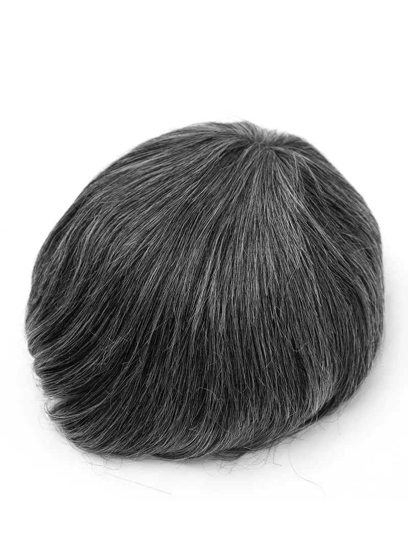 Double Knot Toupee Men 0.06-0.08mm Skin PU Wigs For Men Durable Man Wigs Male Hair Prosthesis 100% Natural Human Hair Wigs