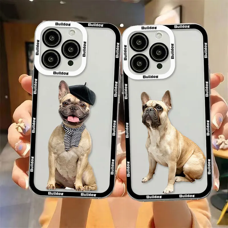 Pug Dog French Bulldog Phone Case For iPhone 15 14 13 12 Mini 11 Pro Max X XR XS 8 SE 2020 Plus Soft Silicone Transparent Cover